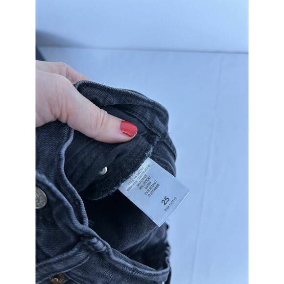 RE/DONE Originals Stove Pipe High-rise Raw Hem Jeans in Black Size 25 - Picture 7 of 11